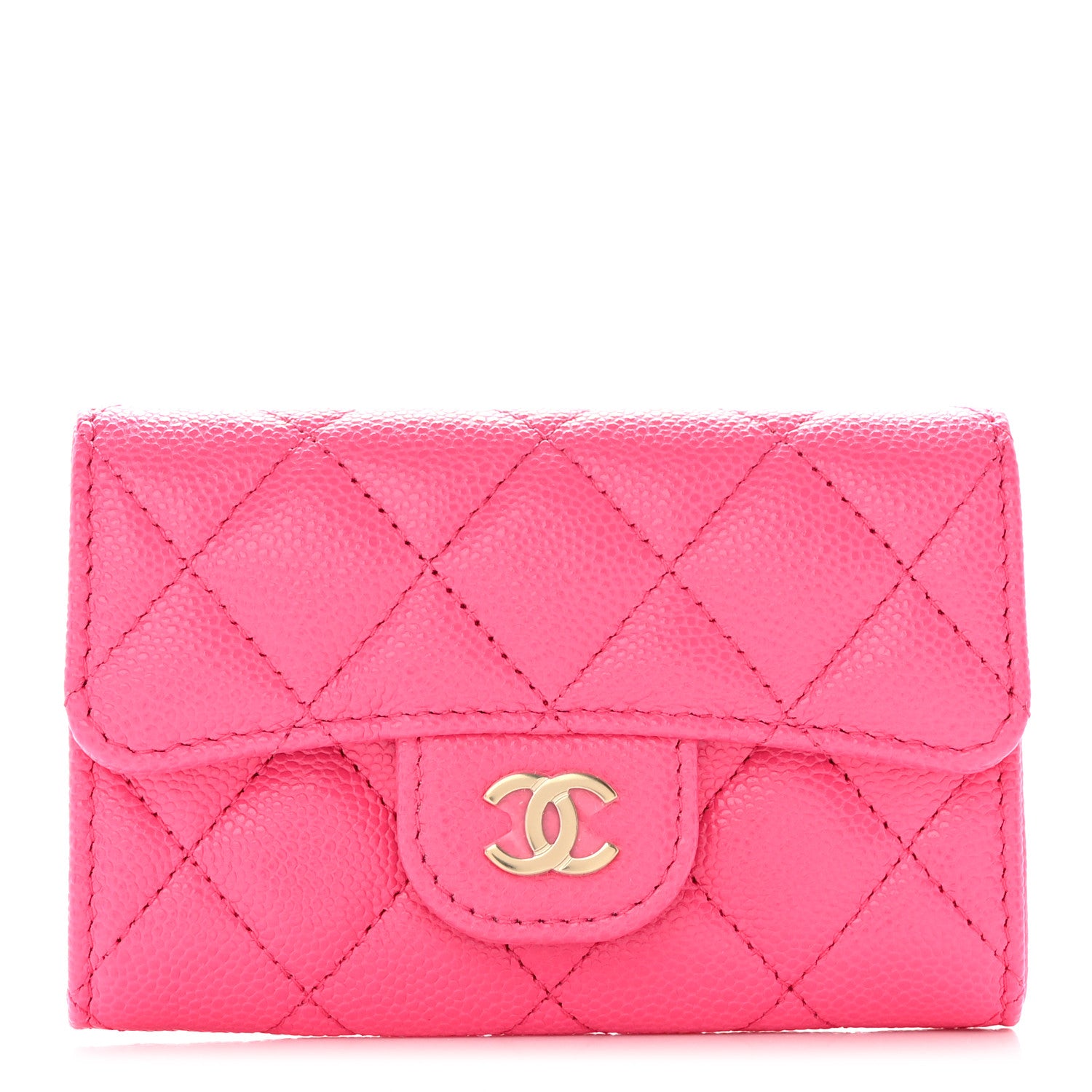 Chanel Caviar Quilted Flap Card Holder Wallet Fuchsia 1 of 9