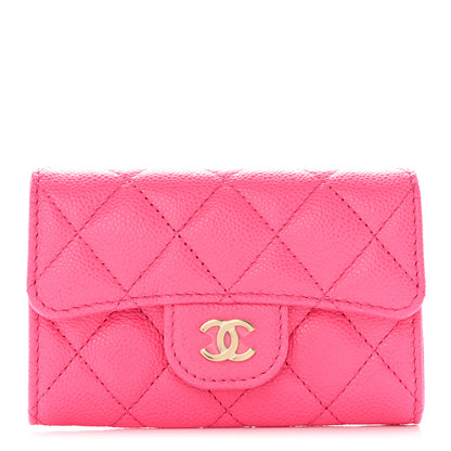 Chanel Caviar Quilted Flap Card Holder Wallet Fuchsia 1 of 9