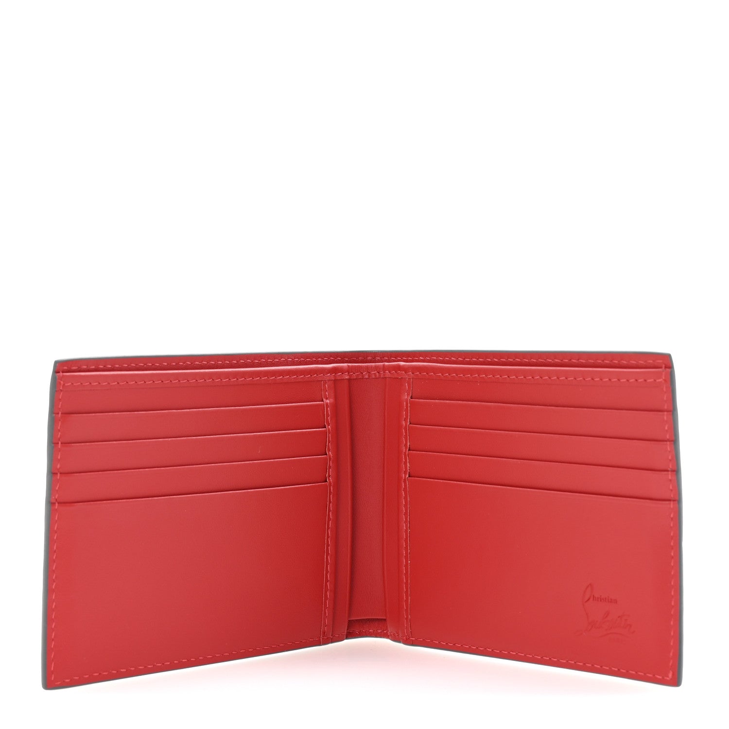Christian Louboutin Calfskin Spiked Funky Bi-Fold Wallet Smoke Grey 9 of 14