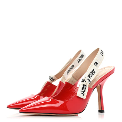 Christian Dior Patent Ribbon J'Adior Slingback 100mm Pumps 39 Red 3 of 9