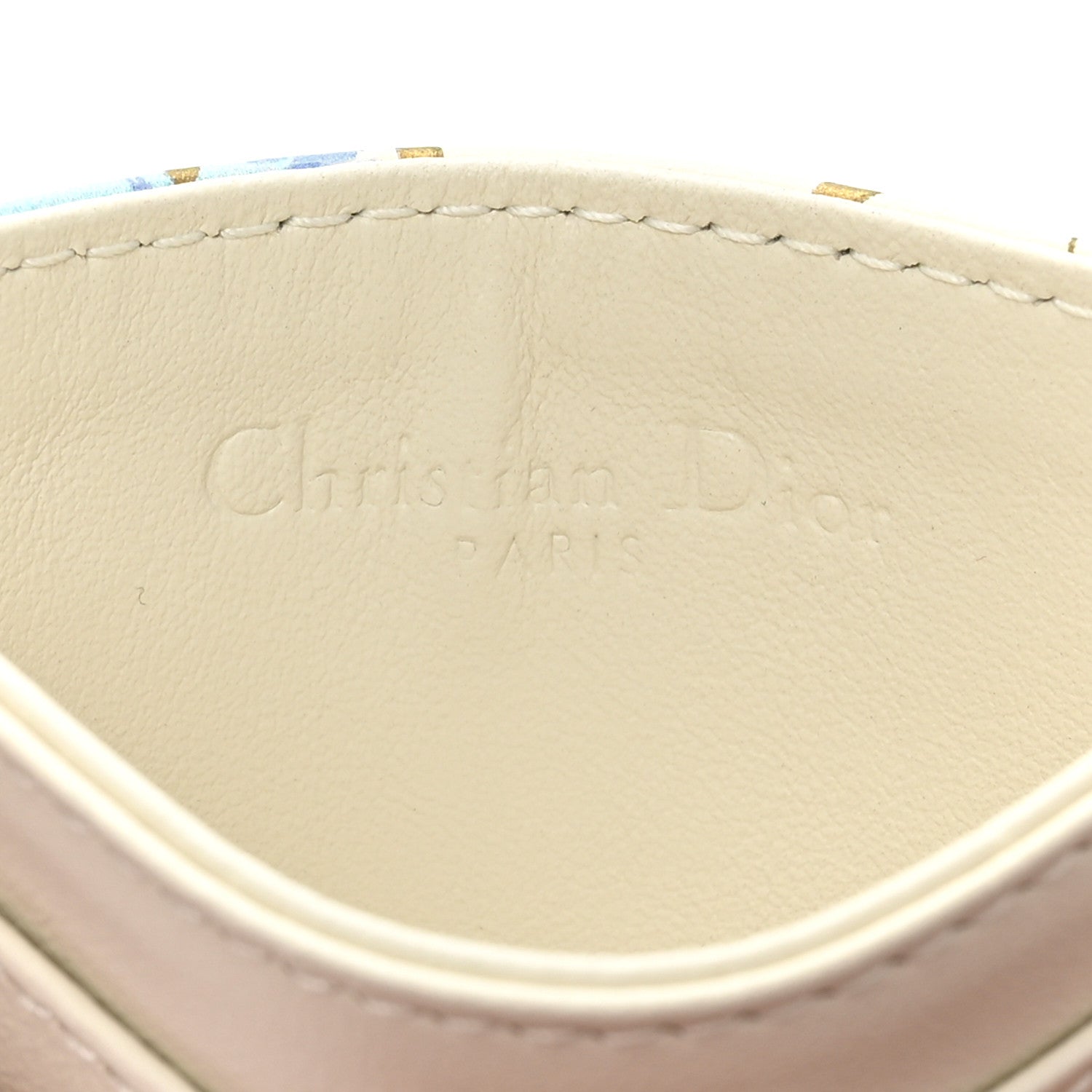 Christian Dior Calfskin Hibiscus Printed Card Holder Beige Multicolor 8 of 11