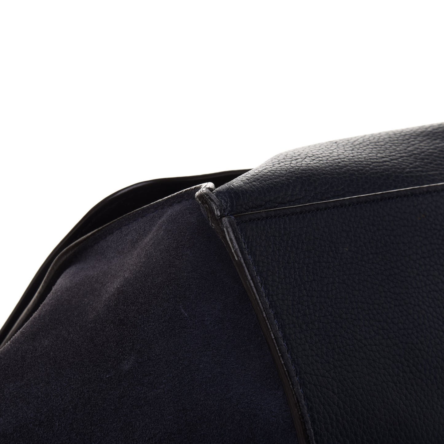 Drummed Calfskin Suede Medium Trapeze Navy Blue