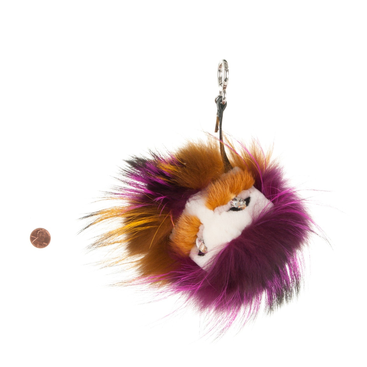 Fendi Fox Mink Rabbit Fur Colorius Monster Bag Bug Charm Purple Yellow 2 of 3