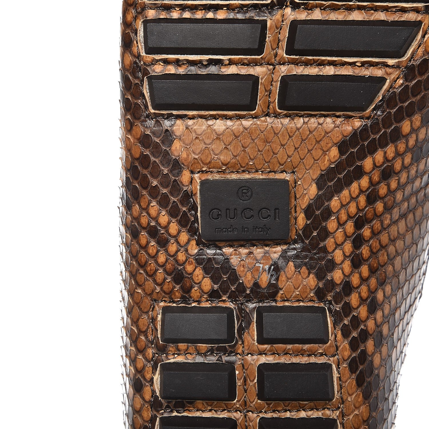 Gucci Mens Python Bamboo Horsebit Moccasin 7.5 Natural 7 of 8