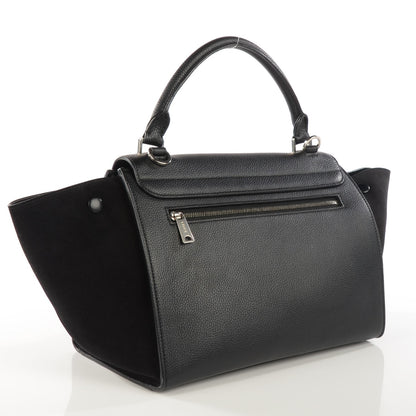 Celine Drummed Calfskin Suede Small Trapeze Black 3 of 7