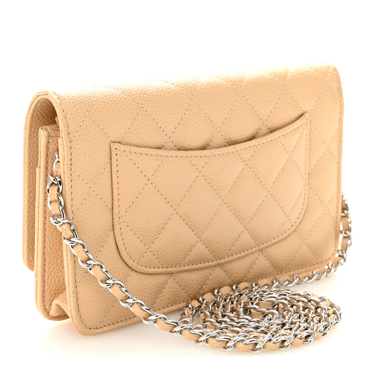 Chanel Caviar Quilted Wallet on Chain WOC Beige 3 of 12