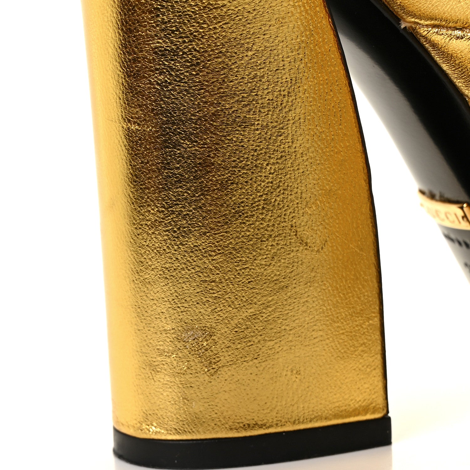 Gucci Metallic Nappa Webby Crossover High Heel Slide Sandals 37 Oro Vecchio 8 of 9