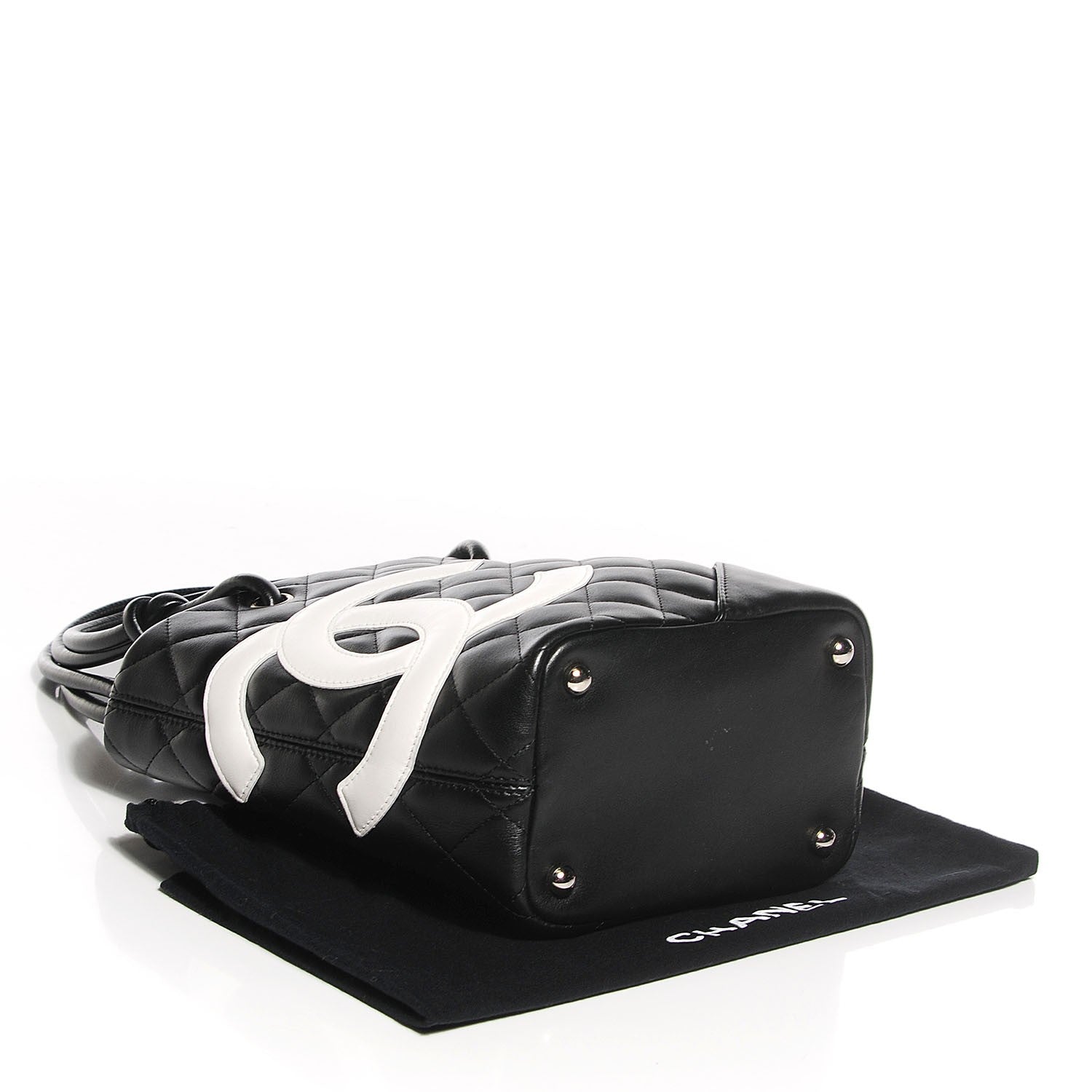 Chanel Calfskin Quilted Small Cambon Tote Black White 4 of 7