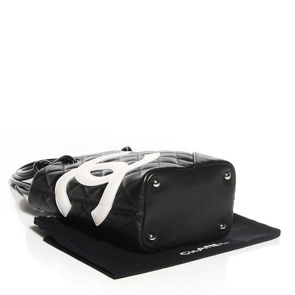 Chanel Calfskin Quilted Small Cambon Tote Black White 4 of 7