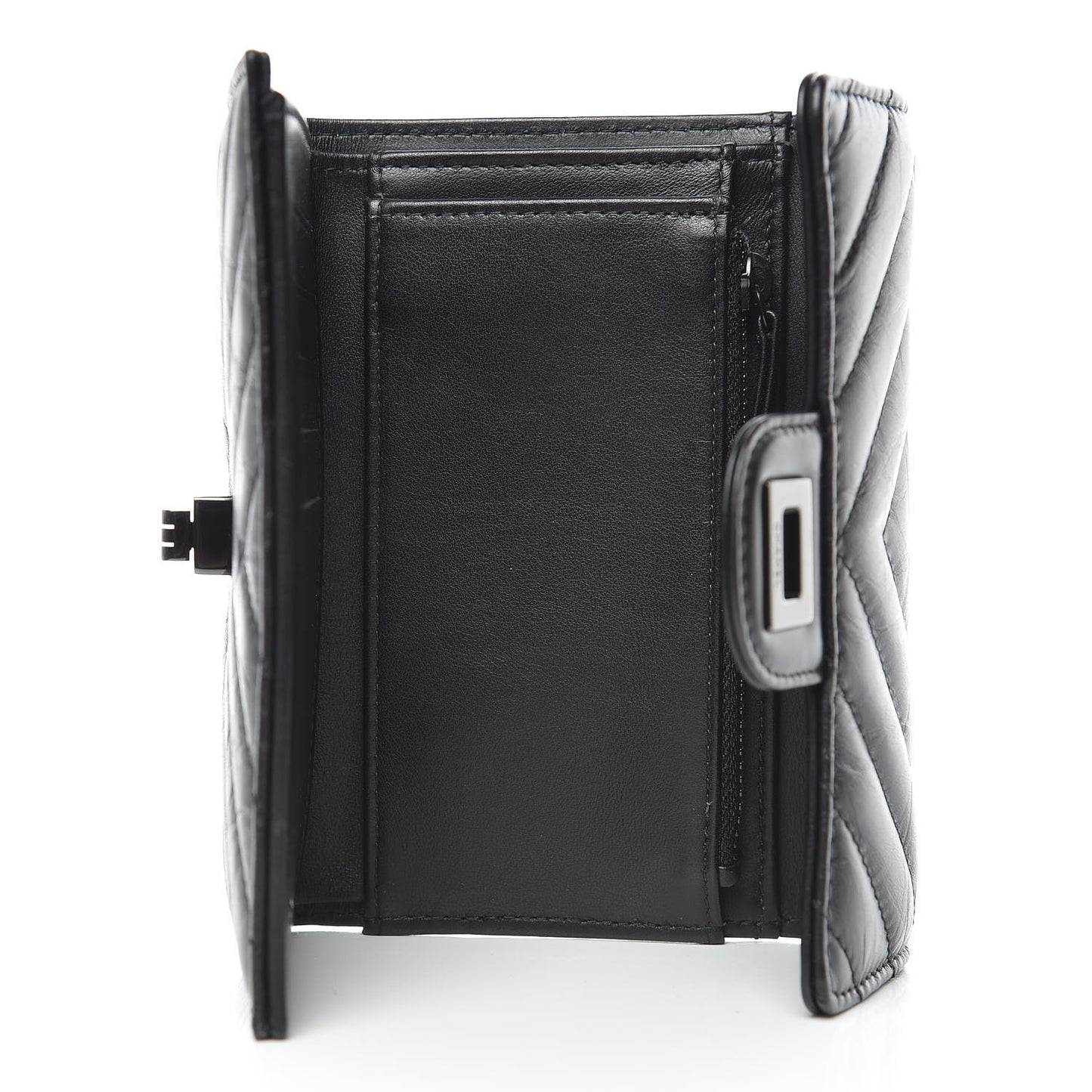 Aged Calfskin Chevron Quilted Reissue Medium Flap Wallet So Black