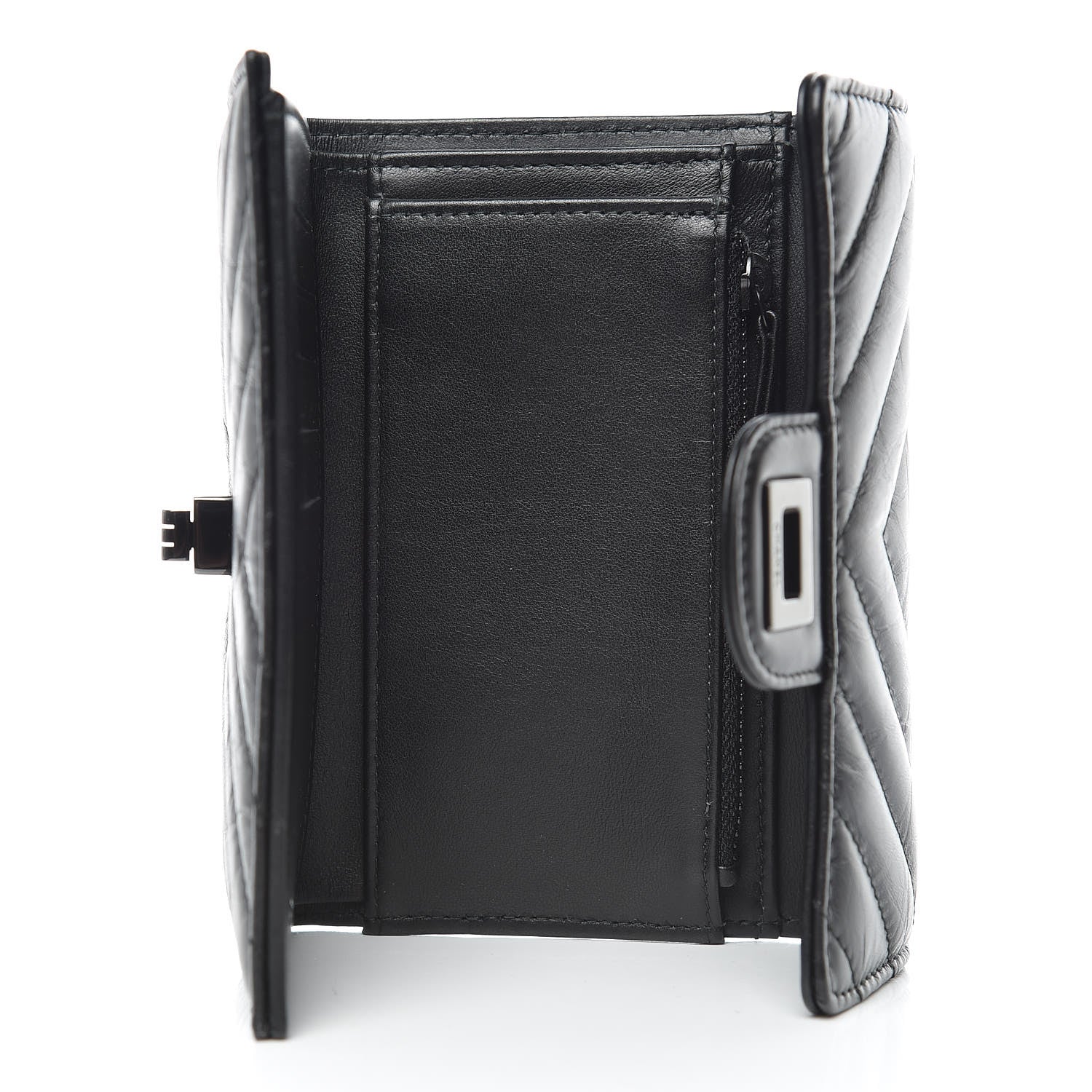 Chanel Aged Calfskin Chevron Quilted Reissue Medium Flap Wallet So Black 5 of 10