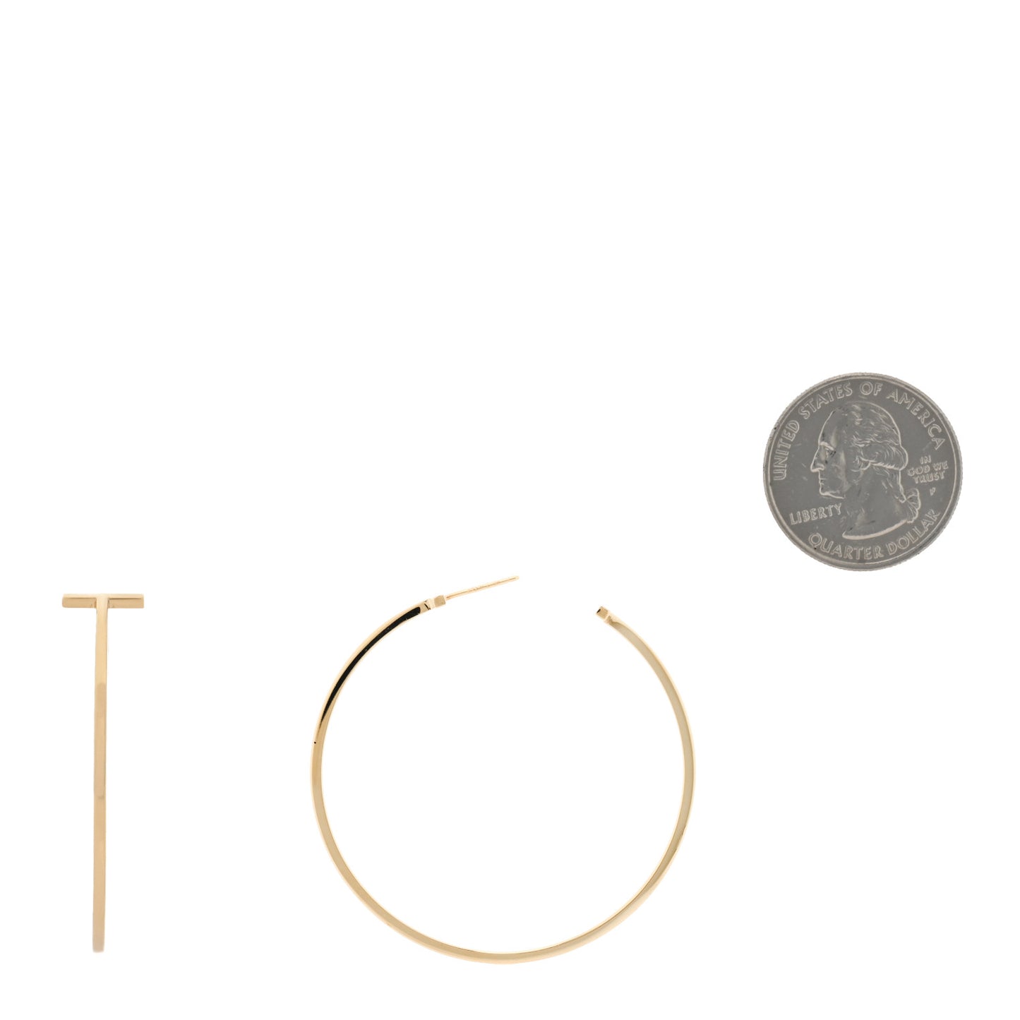 18K Yellow Gold Extra Large T Wire Hoop Earrings
