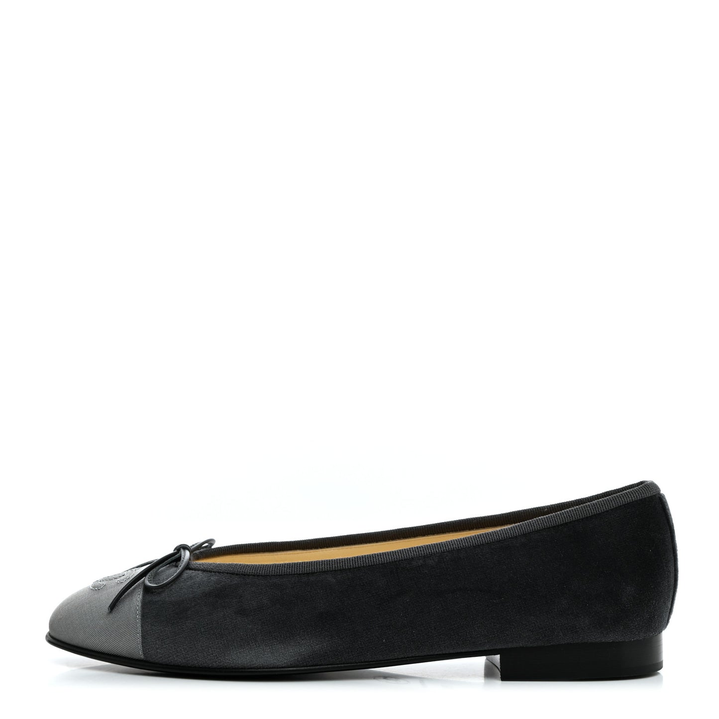 Velvet Cap Toe Ballerina Flats 39 Grey