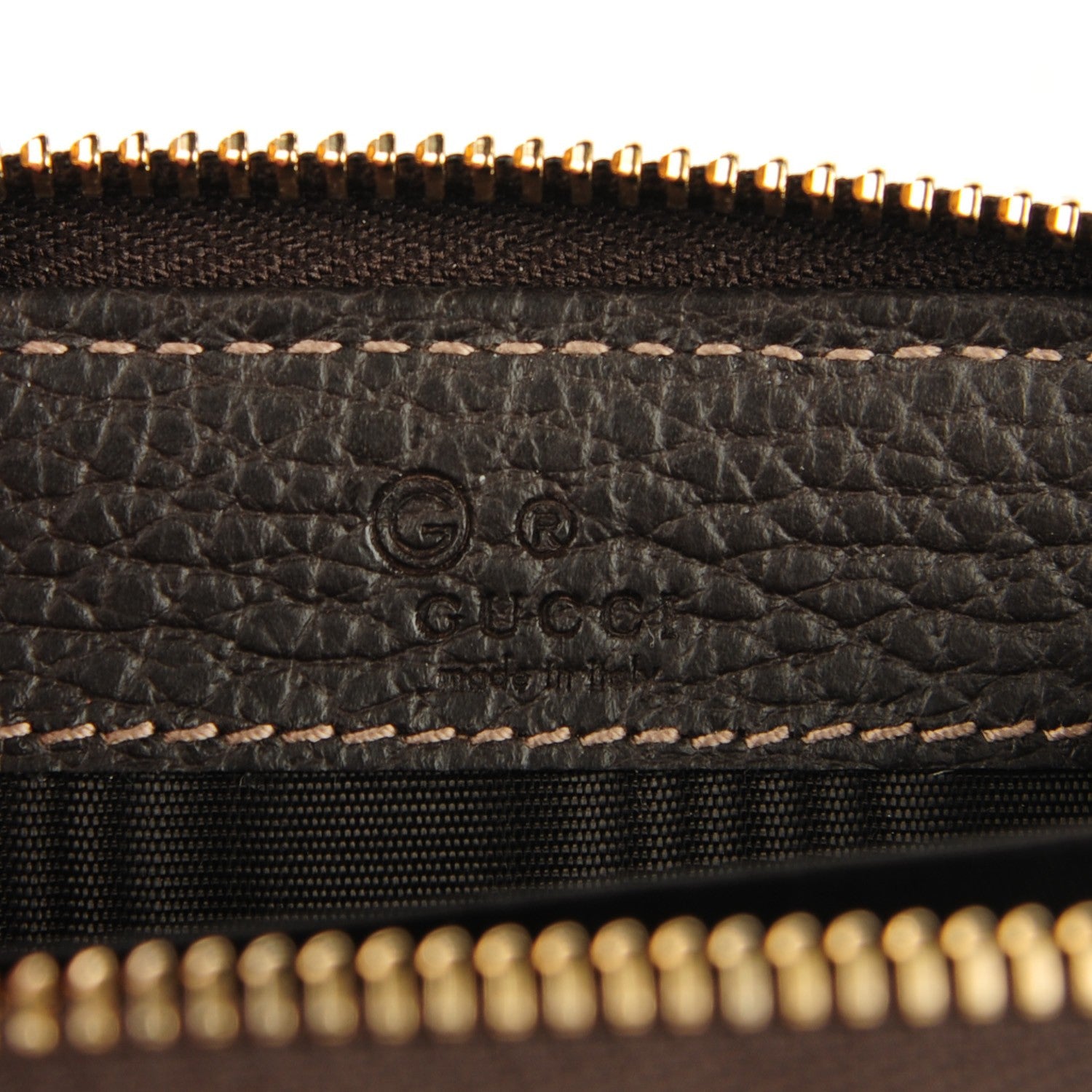 Gucci Crystal Monogram Dollar Calfskin Zip Around Coin Purse Beige Ebony Testa di Moro 6 of 7