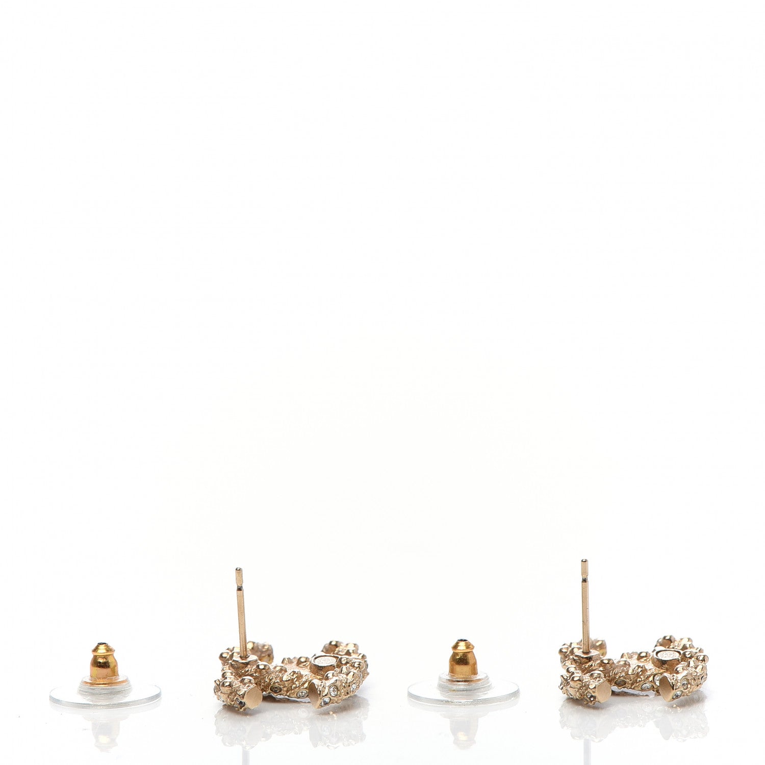 Chanel Crystal CC Earrings Light Gold 3 of 5