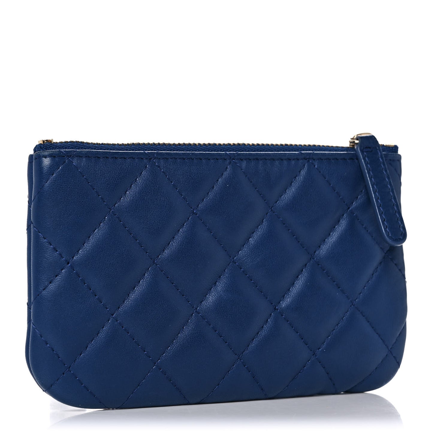 Lambskin Quilted Small Cosmetic Case Blue