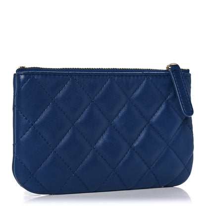Chanel Lambskin Quilted Small Cosmetic Case Blue 3 of 11
