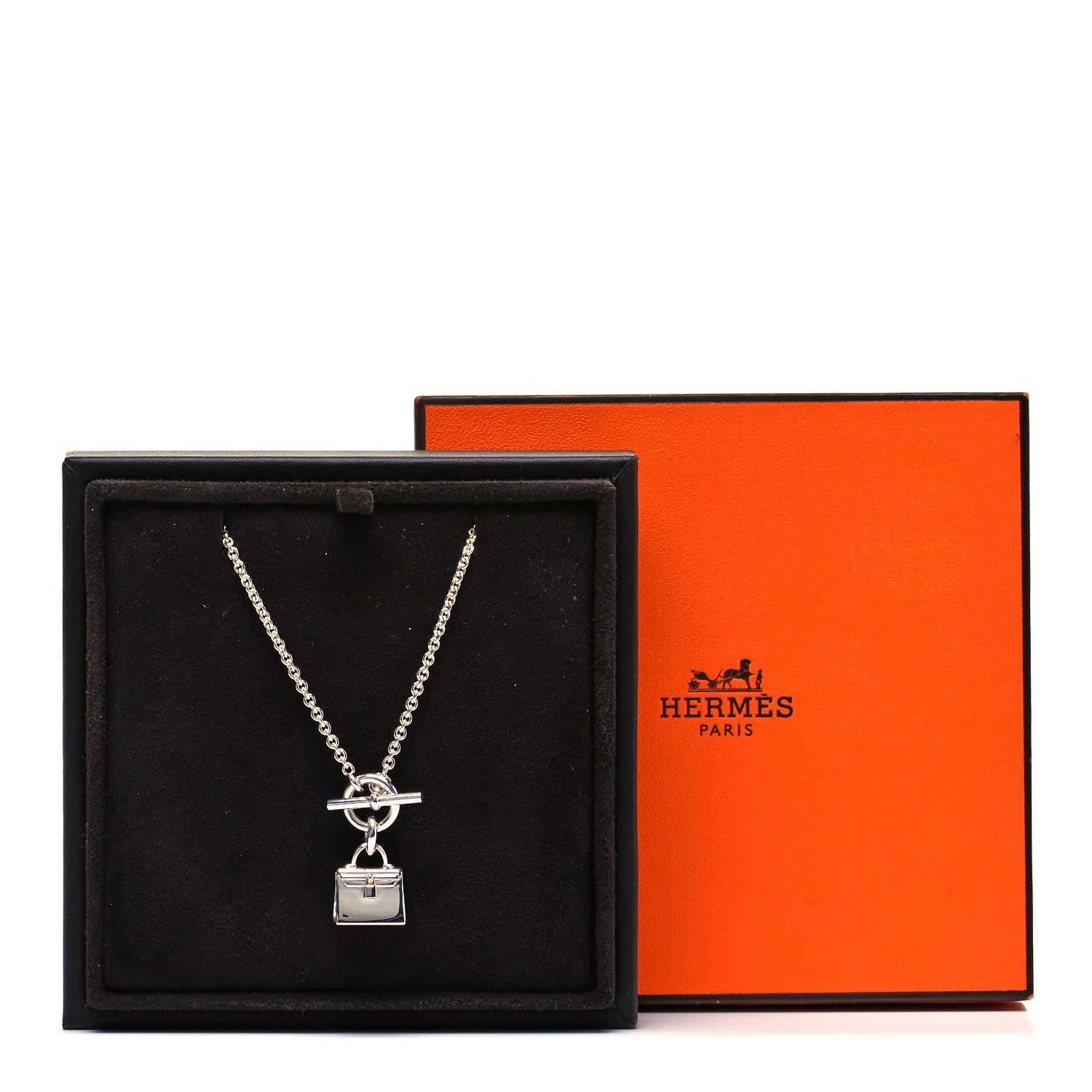 Hermes Sterling Silver Kelly Charm Pendant Necklace 5 of 5