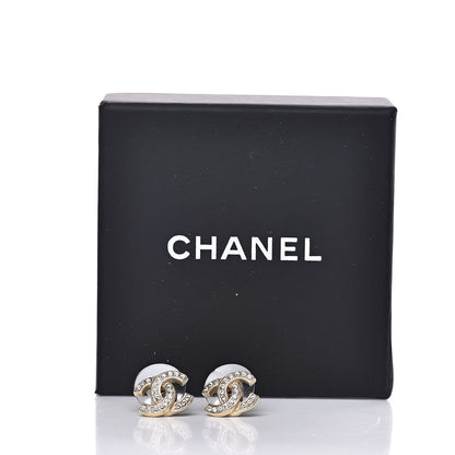Chanel Crystal CC Earrings Gold 5 of 5