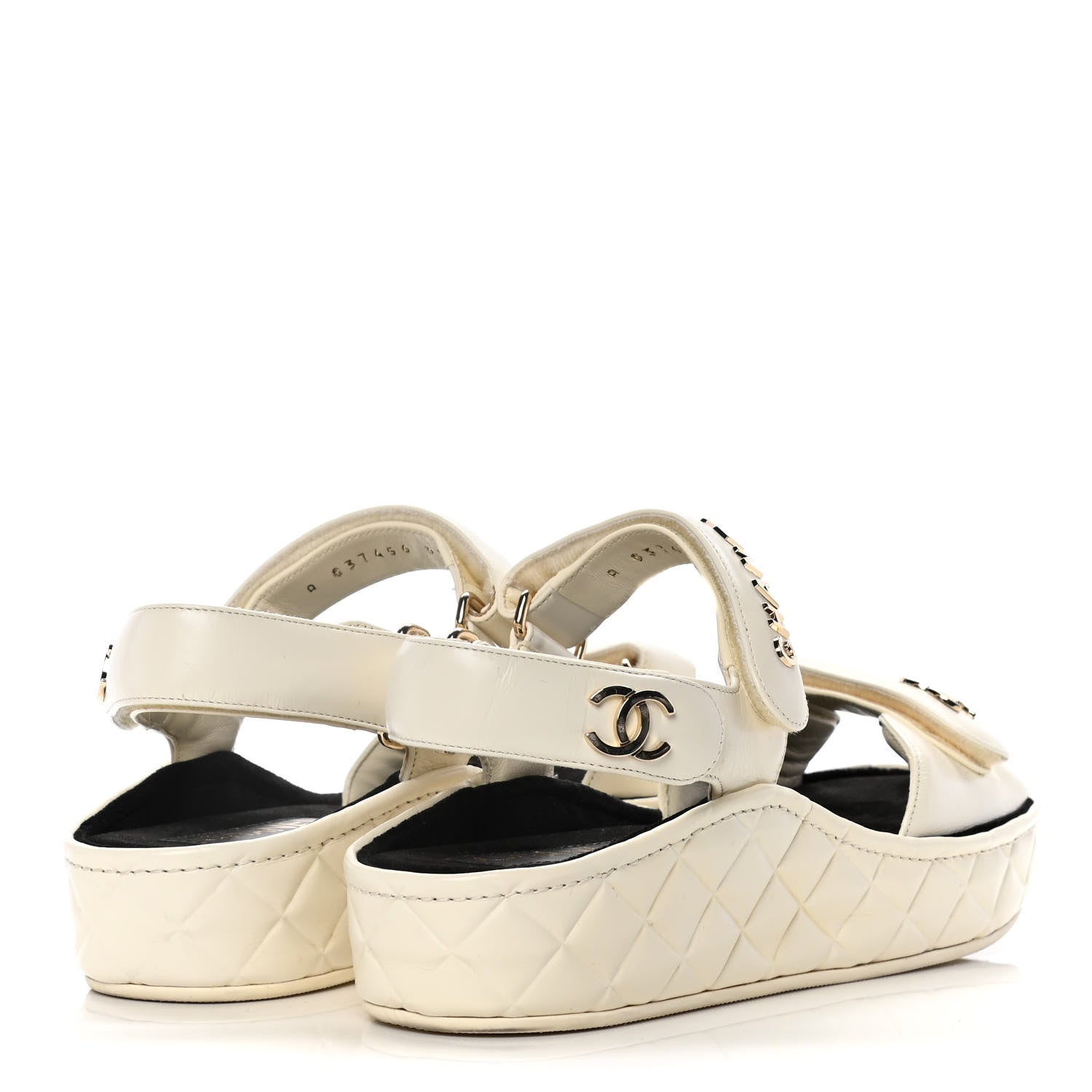 Chanel Shiny Calfskin Logo Platform Sandals 39 Ivory 4 of 16