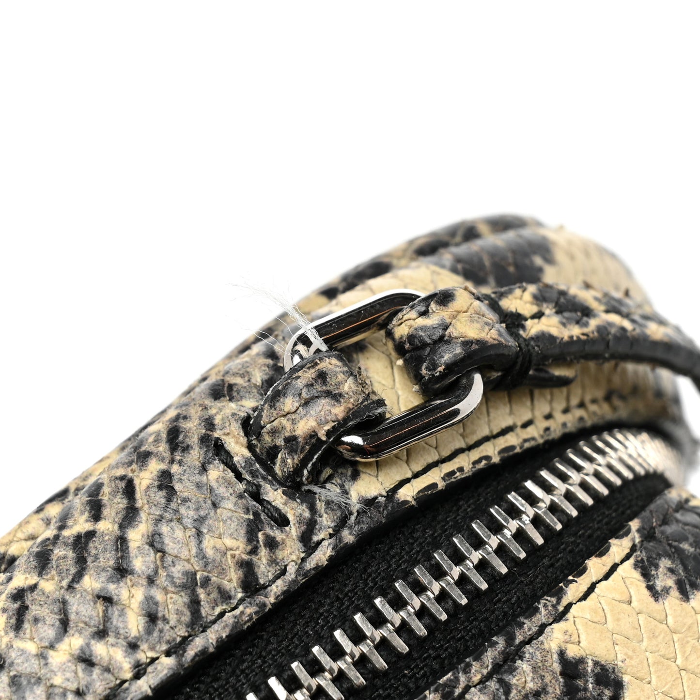 Python Embossed Calfskin Monogram Blogger Bag Black Beige