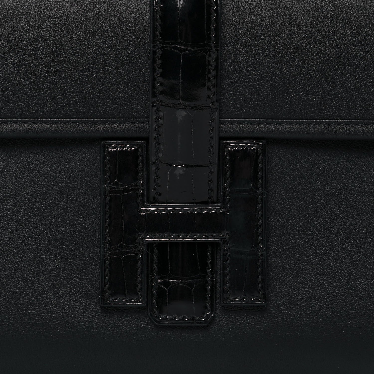 Hermes Swift Shiny Alligator Jige Elan 29 Touch Clutch Black 9 of 15