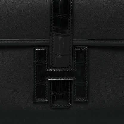 Hermes Swift Shiny Alligator Jige Elan 29 Touch Clutch Black 9 of 15