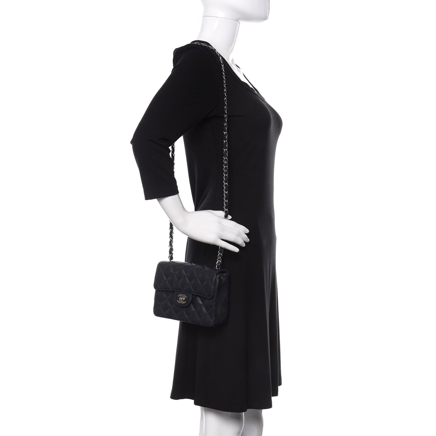 Caviar Quilted Mini Square Flap Navy