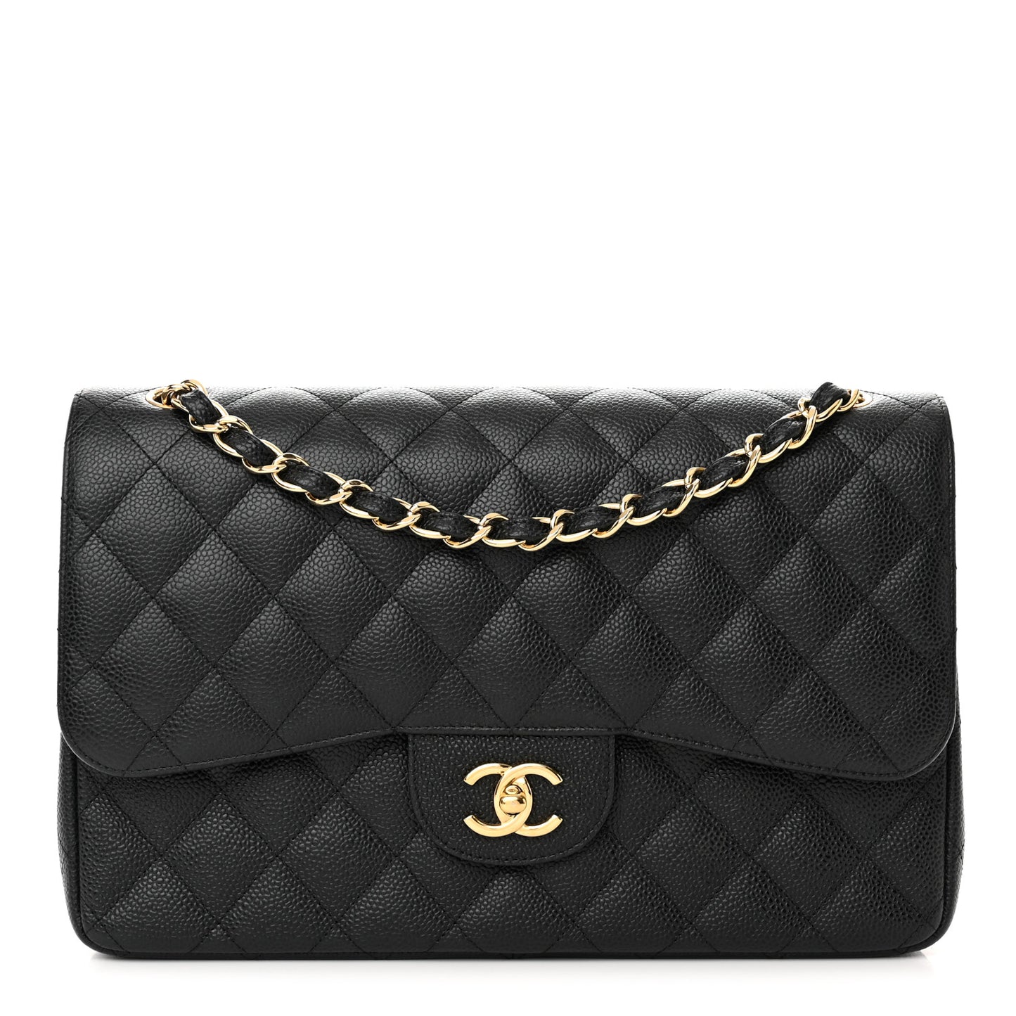 Caviar Quilted Jumbo Double Flap Black