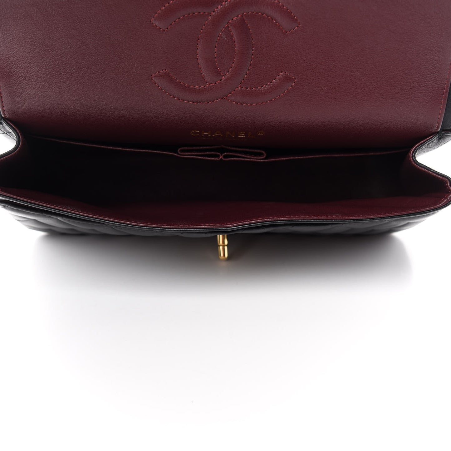 Lambskin Quilted Medium Double Flap Black