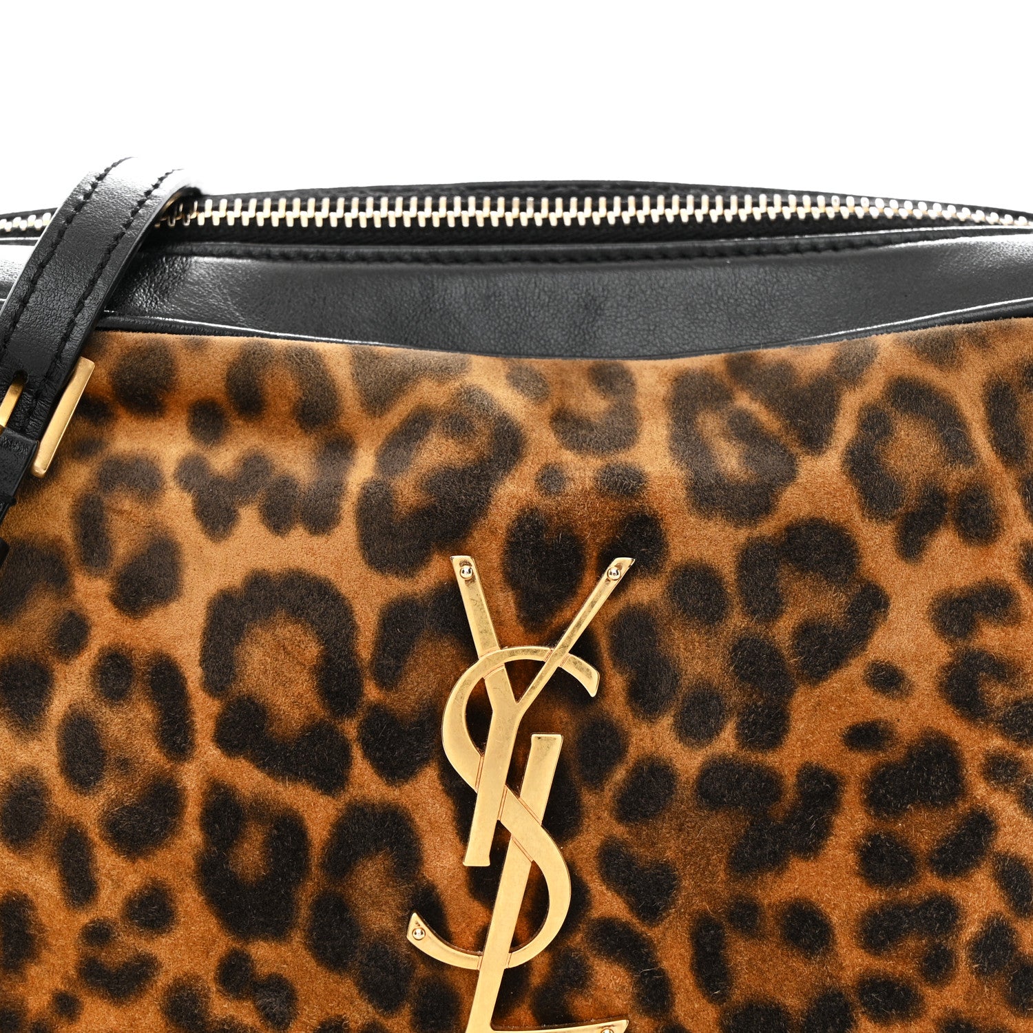 Saint Laurent Calfskin Leopard Print Monogram Lou Camera Bag Black 8 of 10