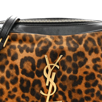 Saint Laurent Calfskin Leopard Print Monogram Lou Camera Bag Black 8 of 10