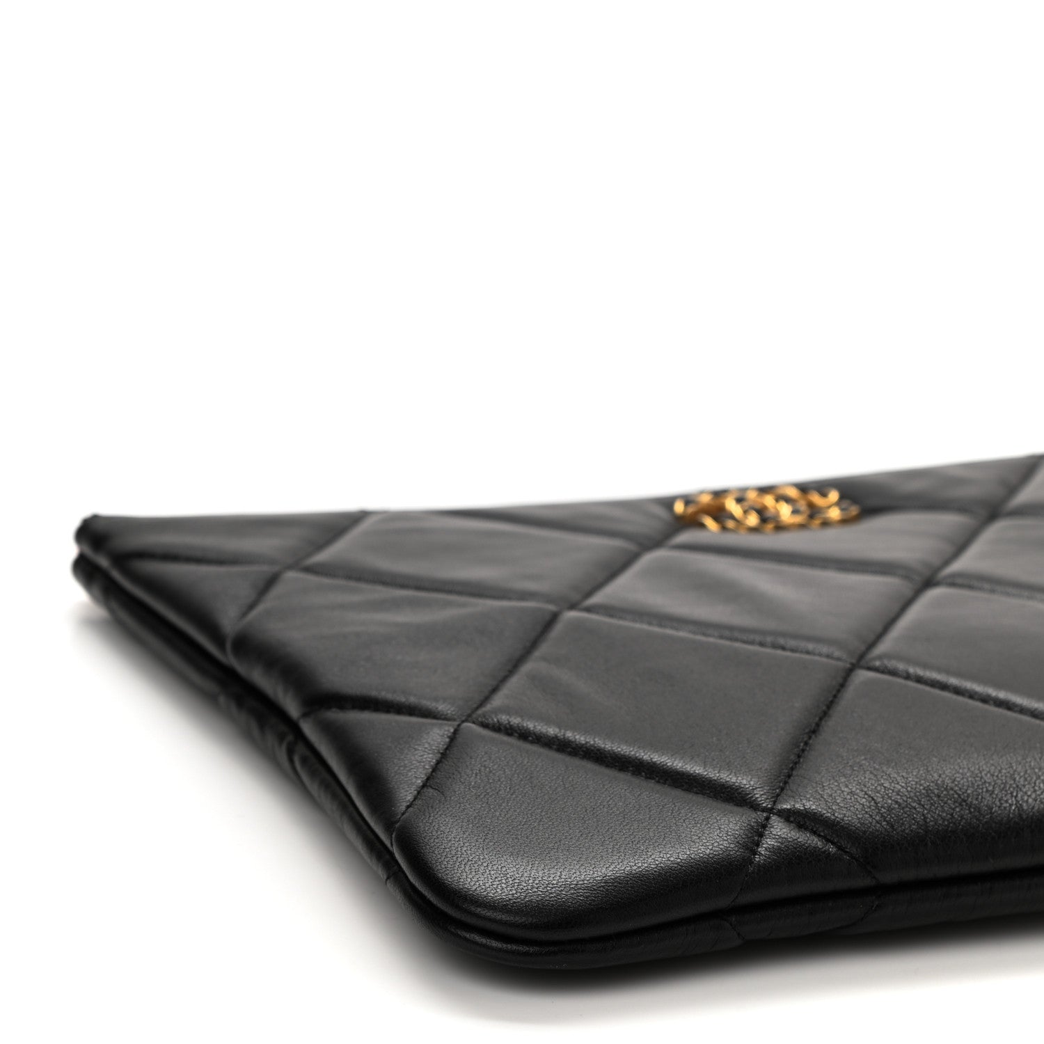 Chanel Goatskin Quilted Large Chanel 19 Pouch Black 9 of 11
