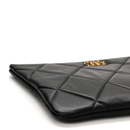 Chanel Goatskin Quilted Large Chanel 19 Pouch Black 9 of 11