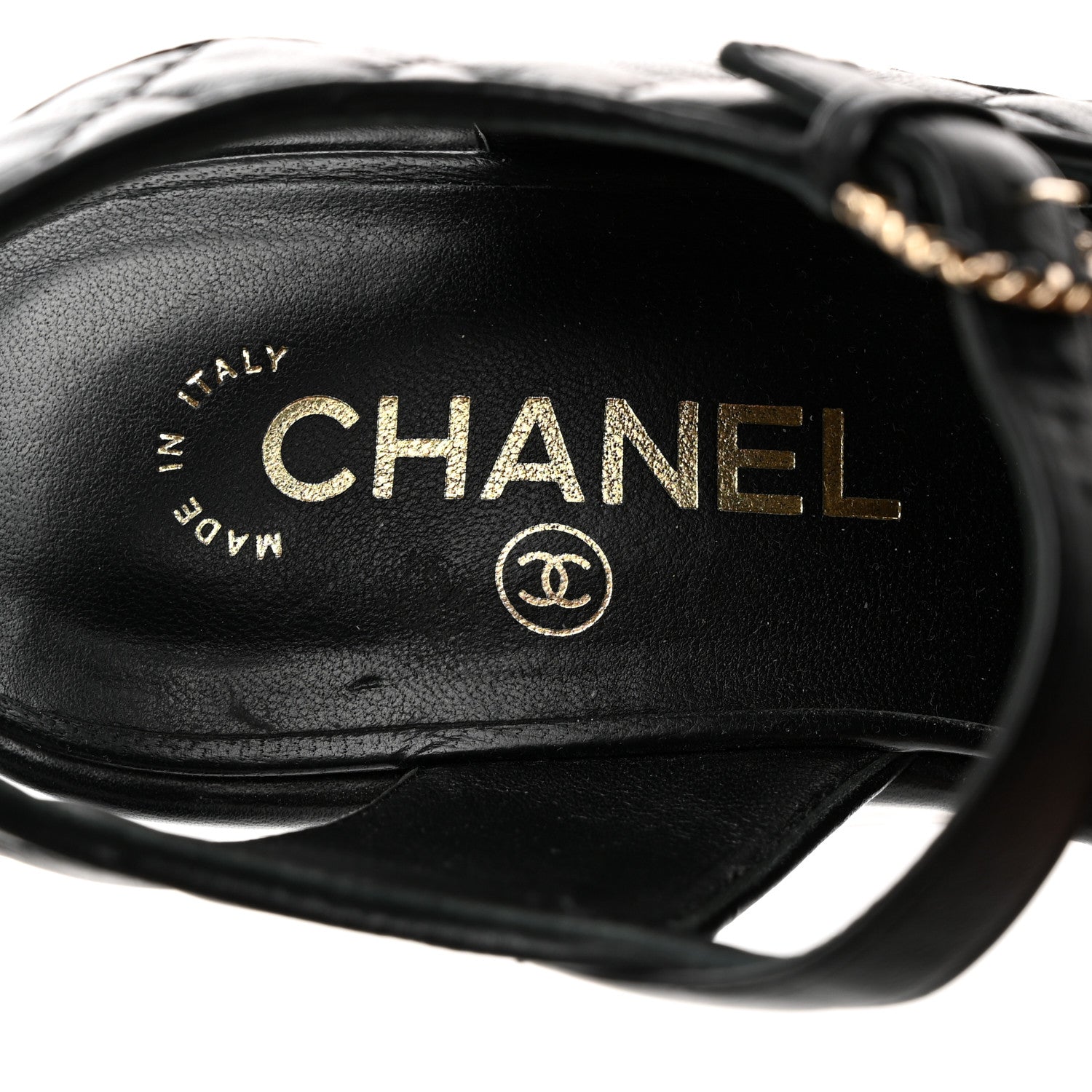Chanel Lambskin Quilted CC Platform Sandals 38 Black 6 of 8