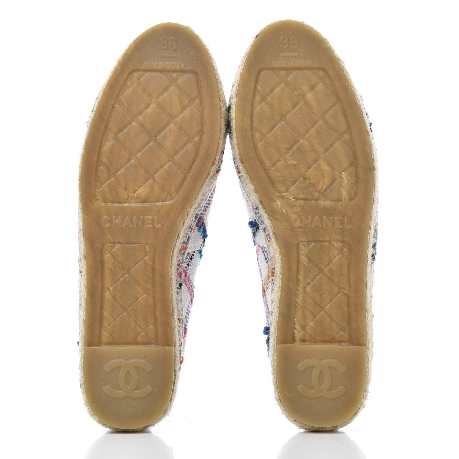 Chanel Tweed Grosgrain CC Espadrilles 36 White Blue Pink Green Black 5 of 9