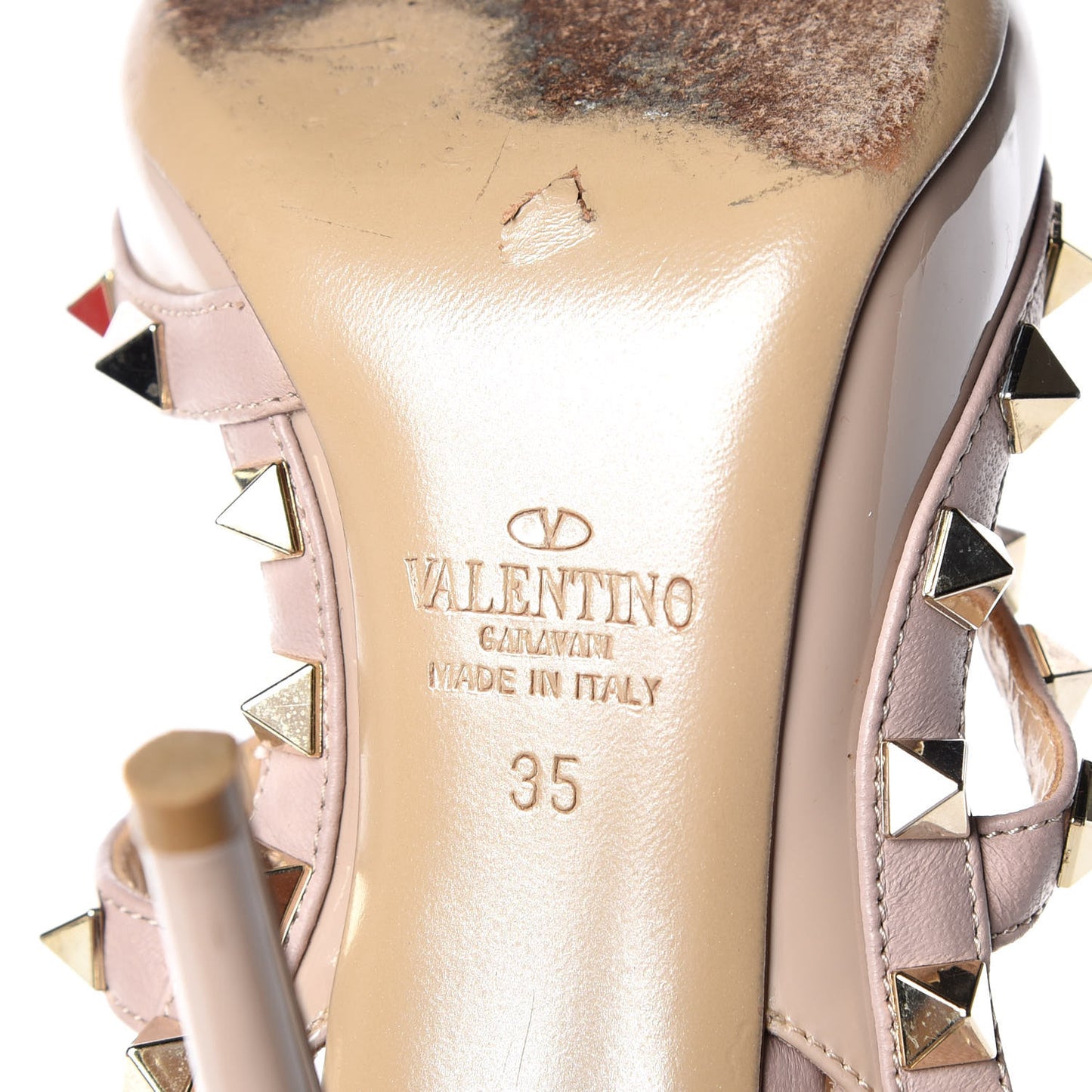 Patent Rockstud Ankle Strap Pumps 35 Poudre