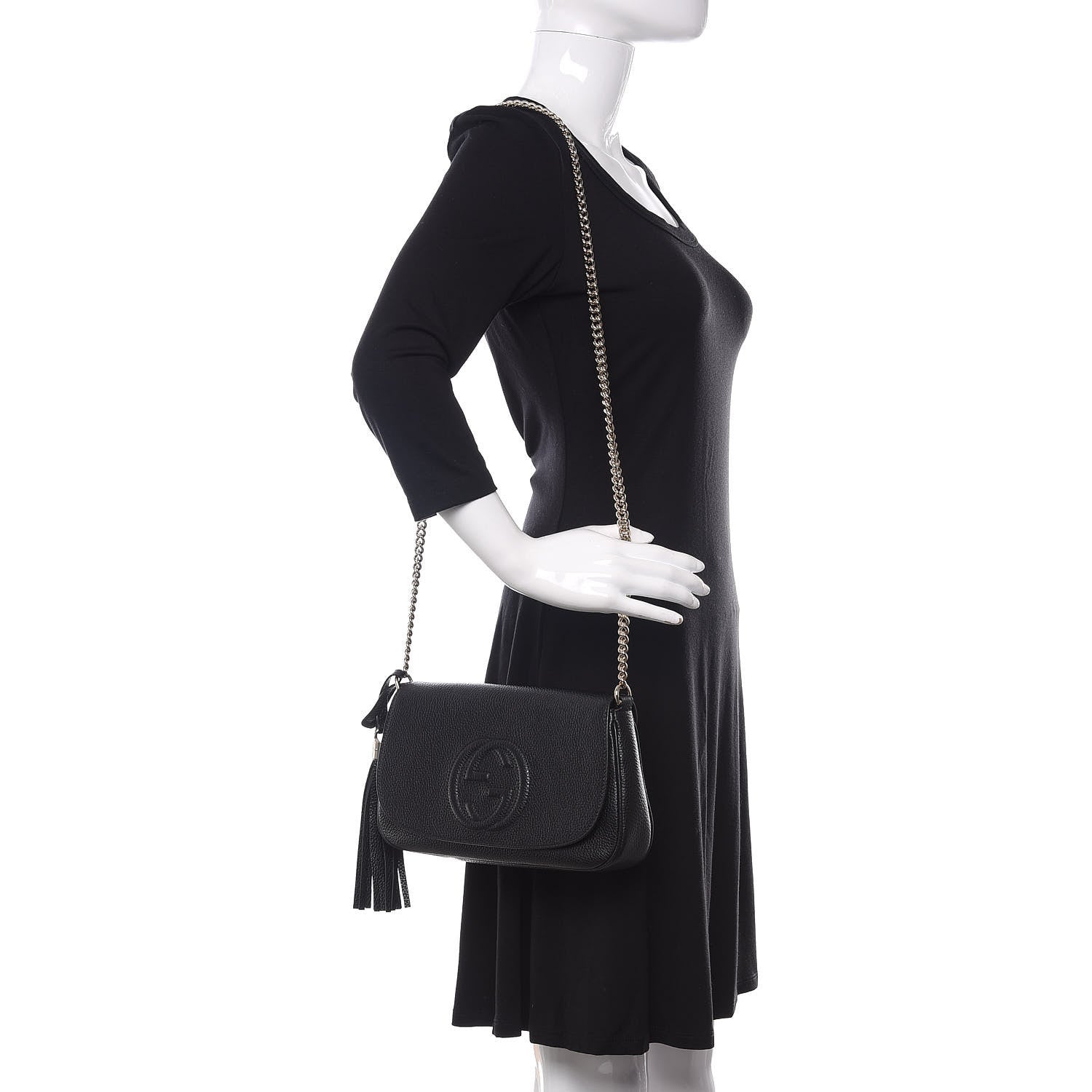 Gucci Pebbled Calfskin Medium Soho Flap Crossbody Black 2 of 10