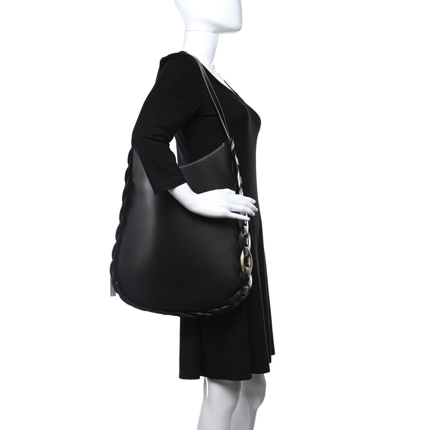 Chloe Small Grain Smooth Calfskin Large Darryl Hobo Black 2 of 9