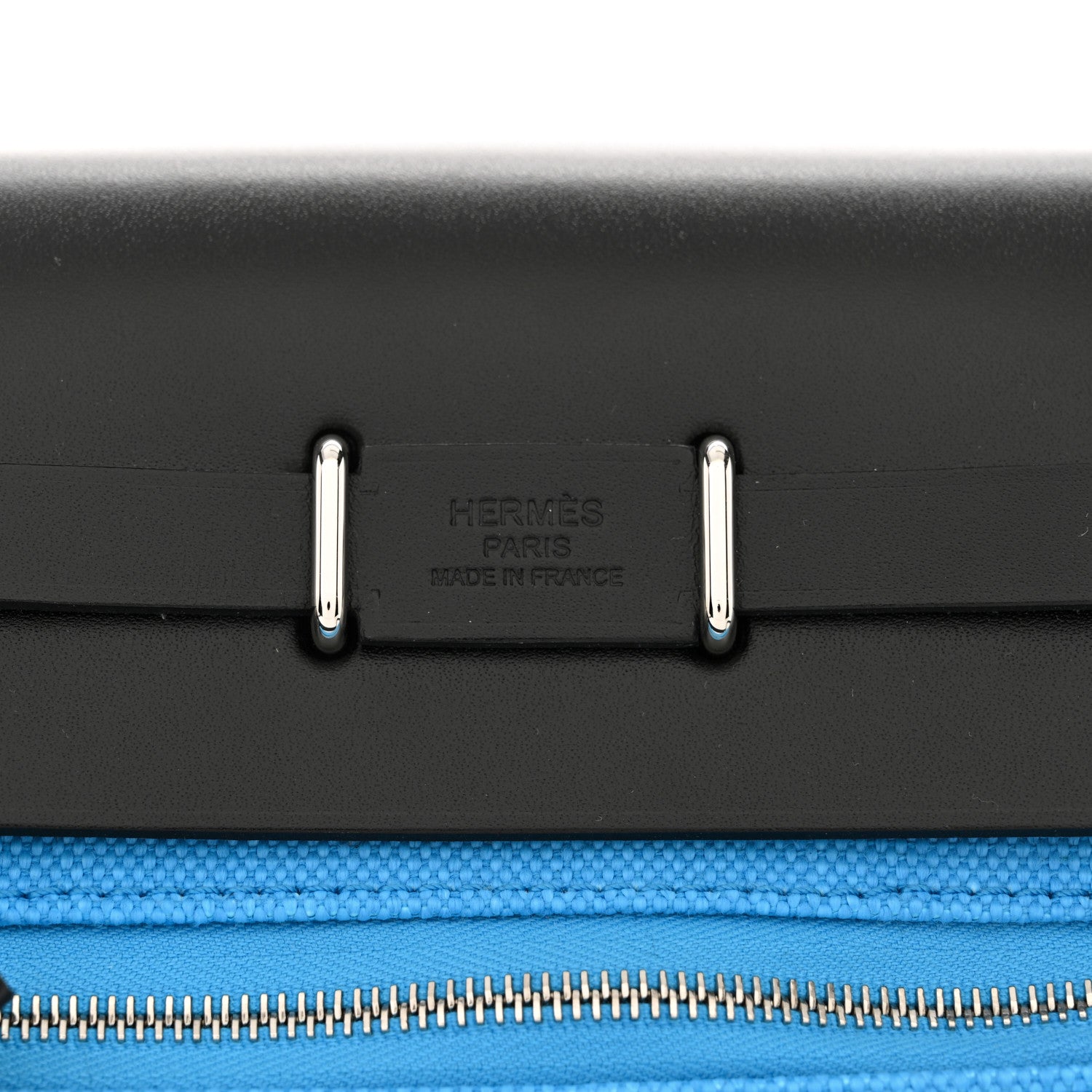 Hermes Military Toile Vache Hunter Herbag Zip Retourne 20 Bleu Riviera Black 6 of 10
