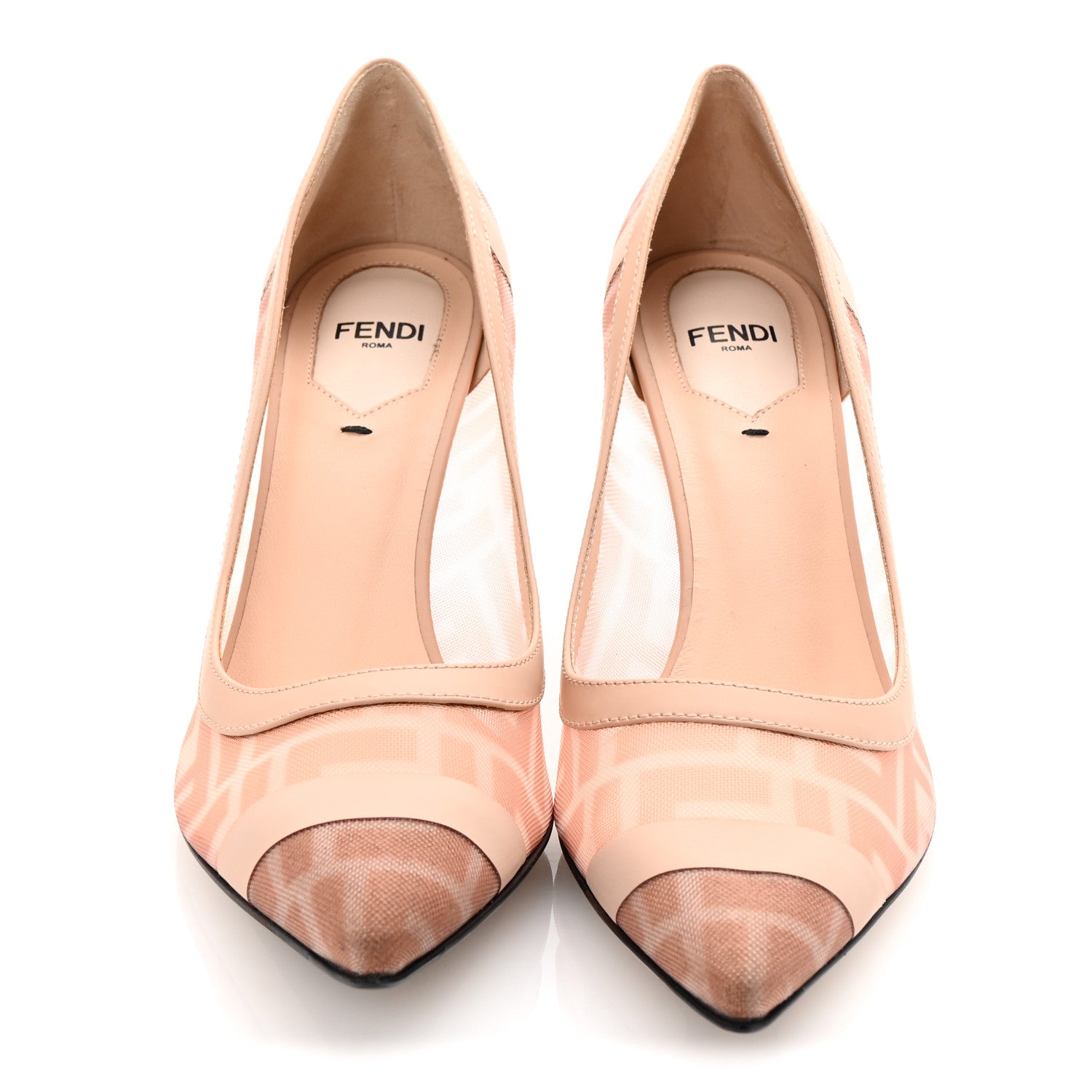 Fendi Technical Mesh Vitello Gommato FF Colibri 85mm Pumps 36 Rose Nudo 3 of 8