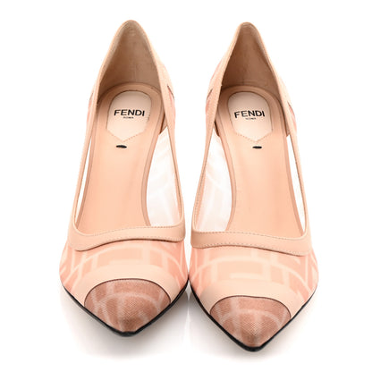 Fendi Technical Mesh Vitello Gommato FF Colibri 85mm Pumps 36 Rose Nudo 3 of 8