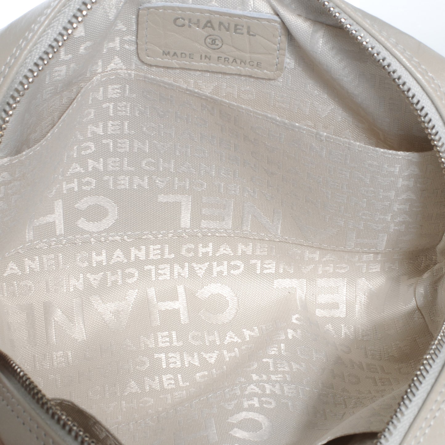 Quilted Cotton Club Cosmetic Pouch Light Silver