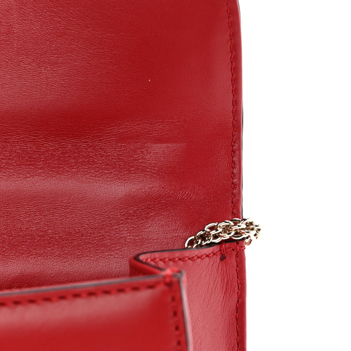 Vitello Small Glam Lock Rockstud Flap Red