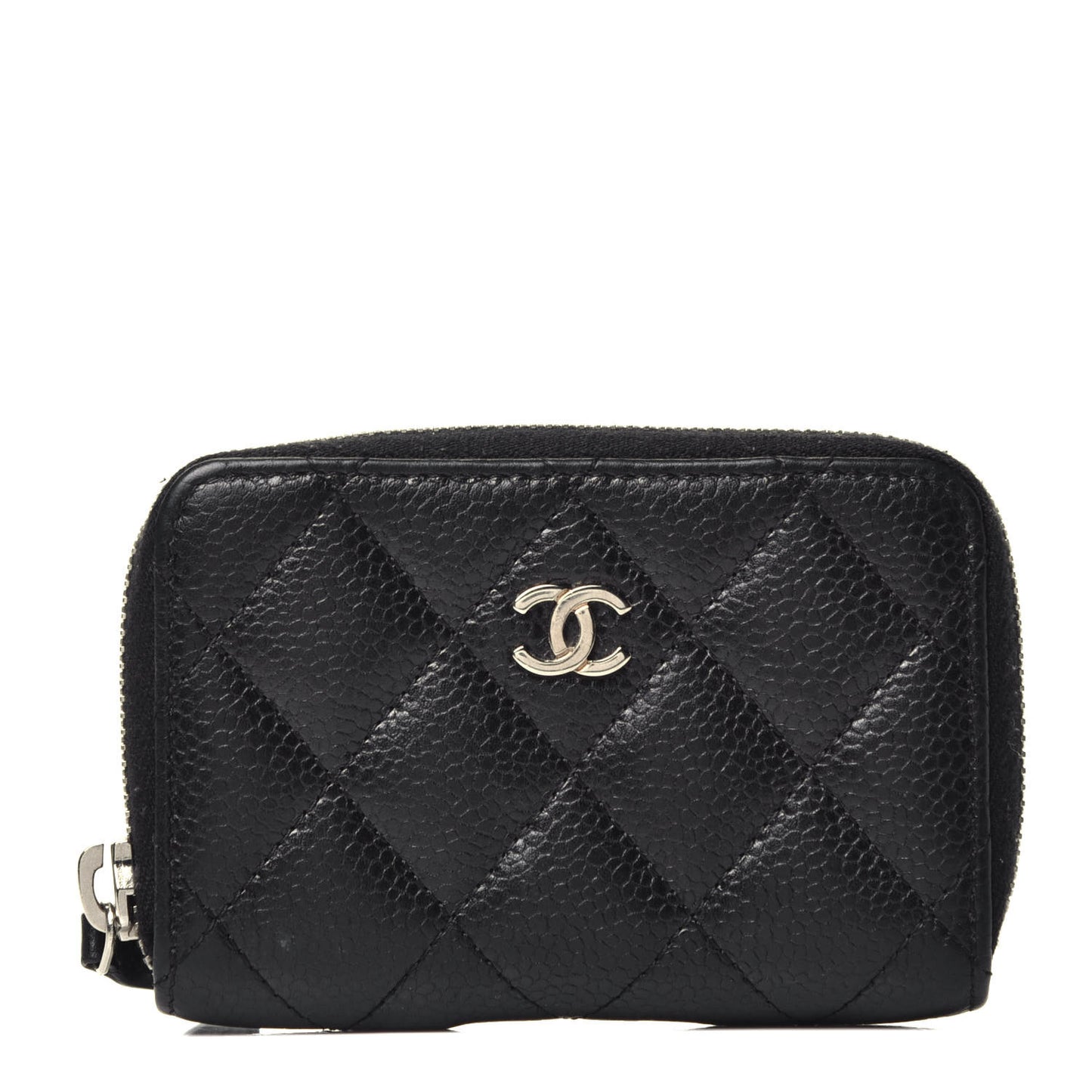 Caviar Quilted Zip Coin Purse Black