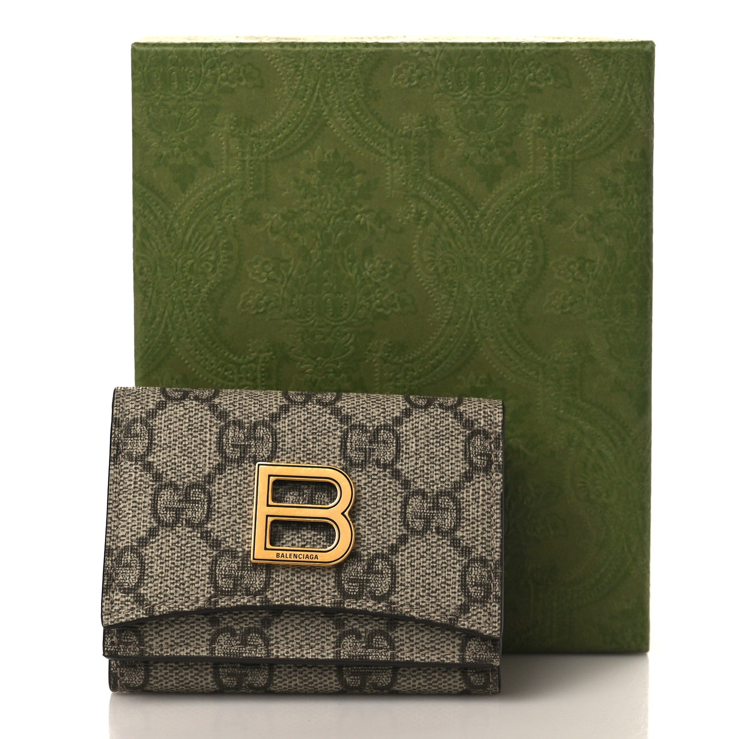 Gucci X BALENCIAGA GG Supreme Monogram Card Case Wallet Beige Ebony 8 of 8
