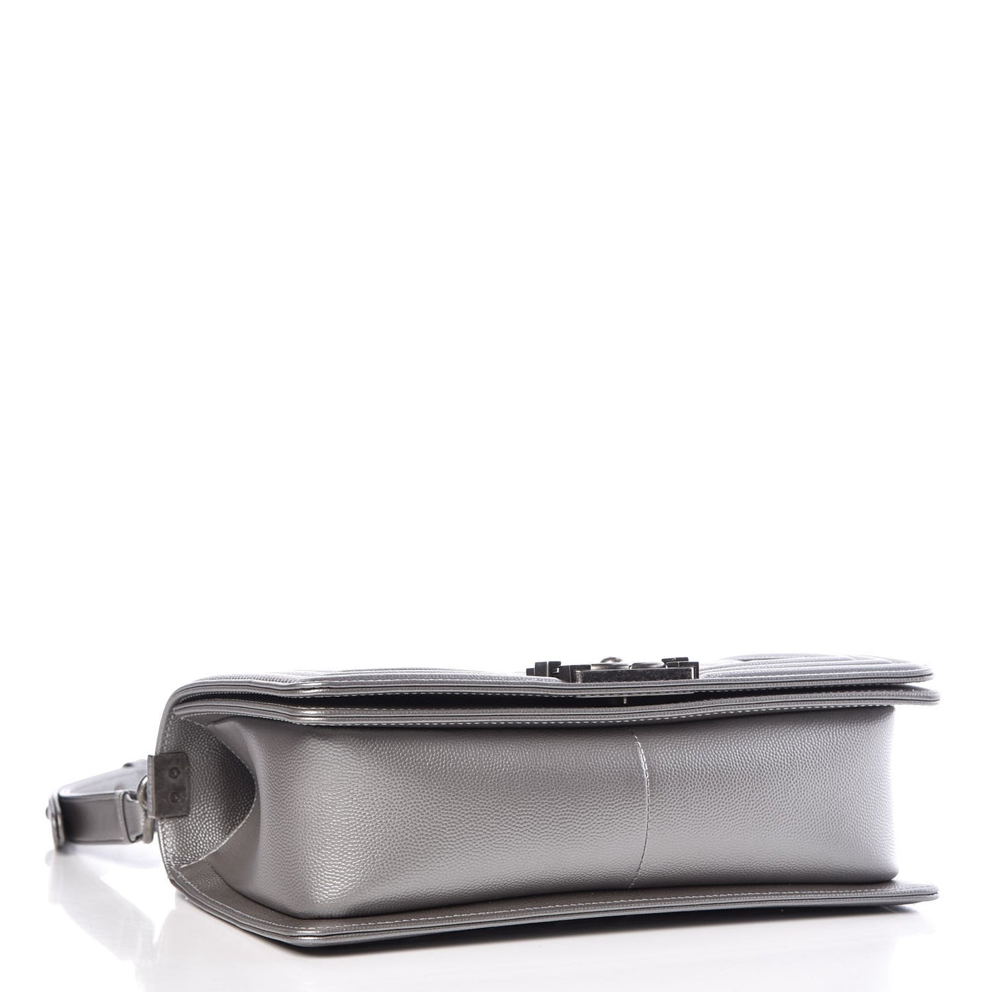Metallic Caviar Quilted Medium Boy Flap Silver
