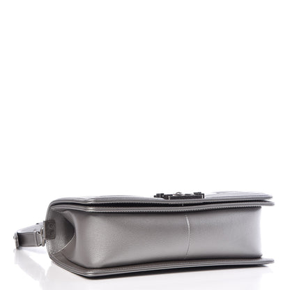 Chanel Metallic Caviar Quilted Medium Boy Flap Silver 4 of 8