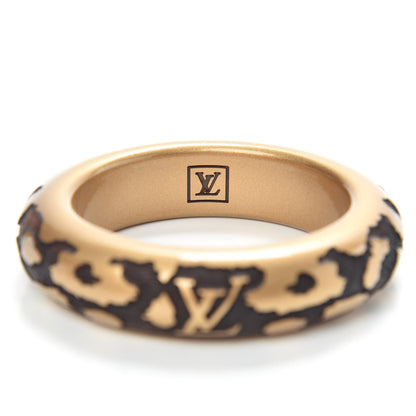 Louis Vuitton Lacquer Wood Leomonogram Bangle Bracelet Gold 4 of 6