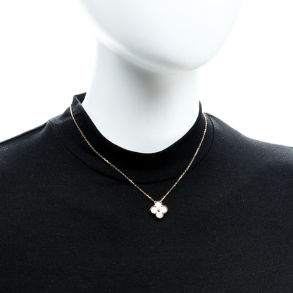 Van Cleef & Arpels 18K Rose Gold Diamond Silver Obsidian Vintage Alhambra Pendant Necklace 2 of 6